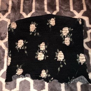 Black Floral Tube Top